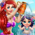 Ariel Baby Wash Games : Ariel has to bathe her adorable girl and needs you ...